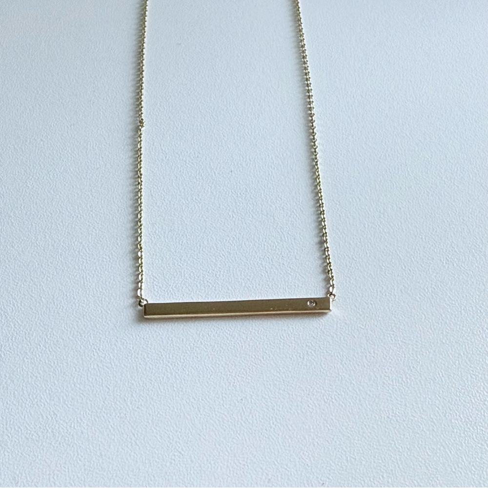 Short Gold Bar Necklace - Picture 4 of 4